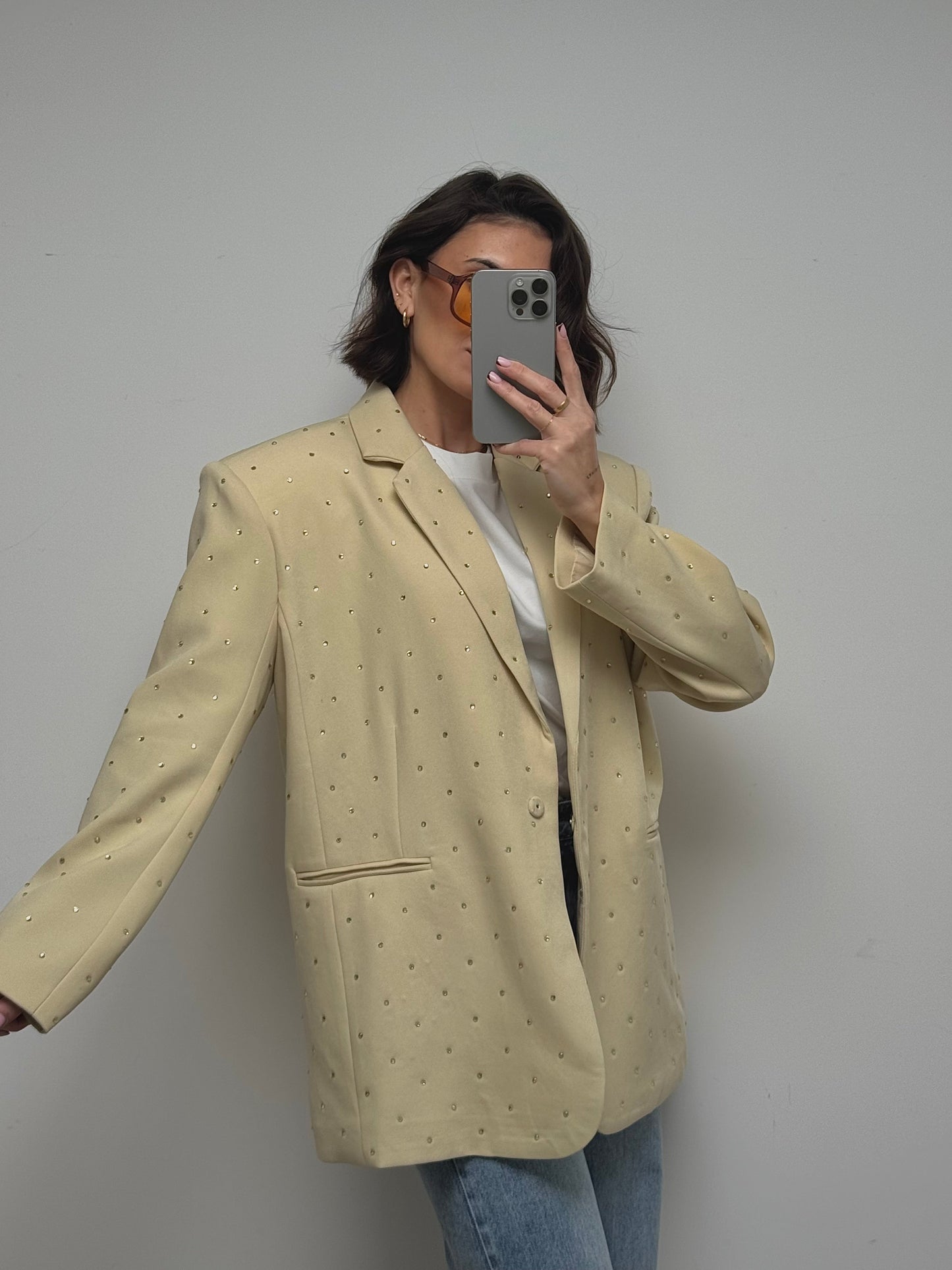 Blazer à strass jaune beurre