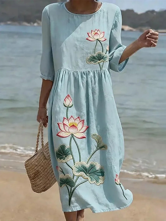Emilia | Elegante vestido largo con estampado floral