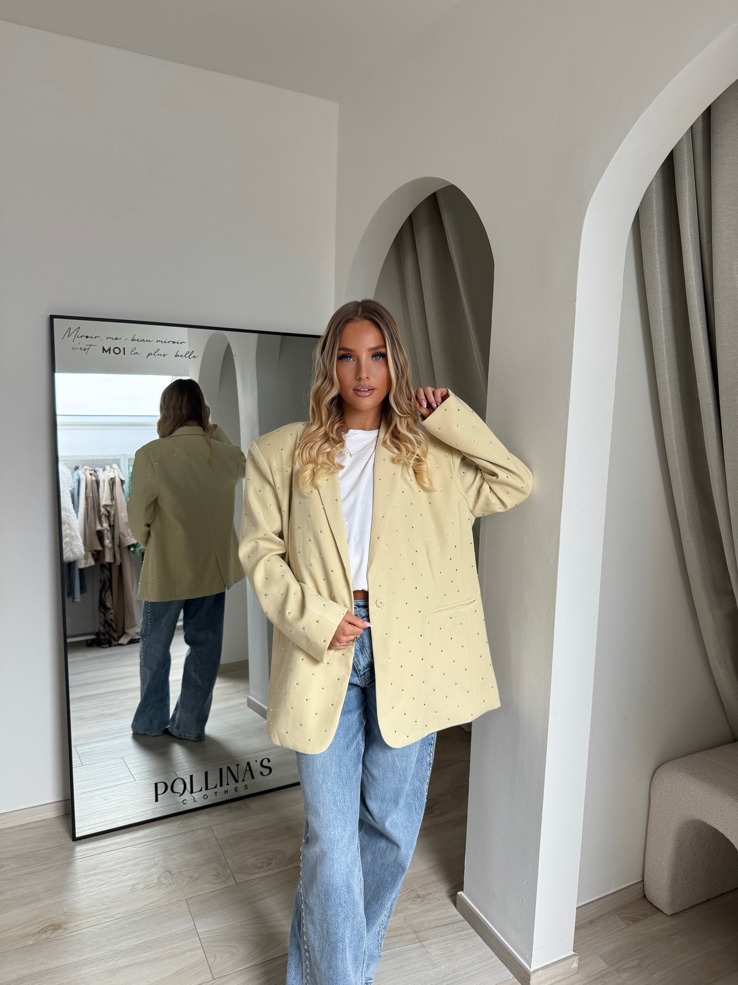 Blazer à strass jaune beurre