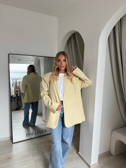 Blazer à strass jaune beurre