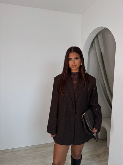 Blazer à strass marron