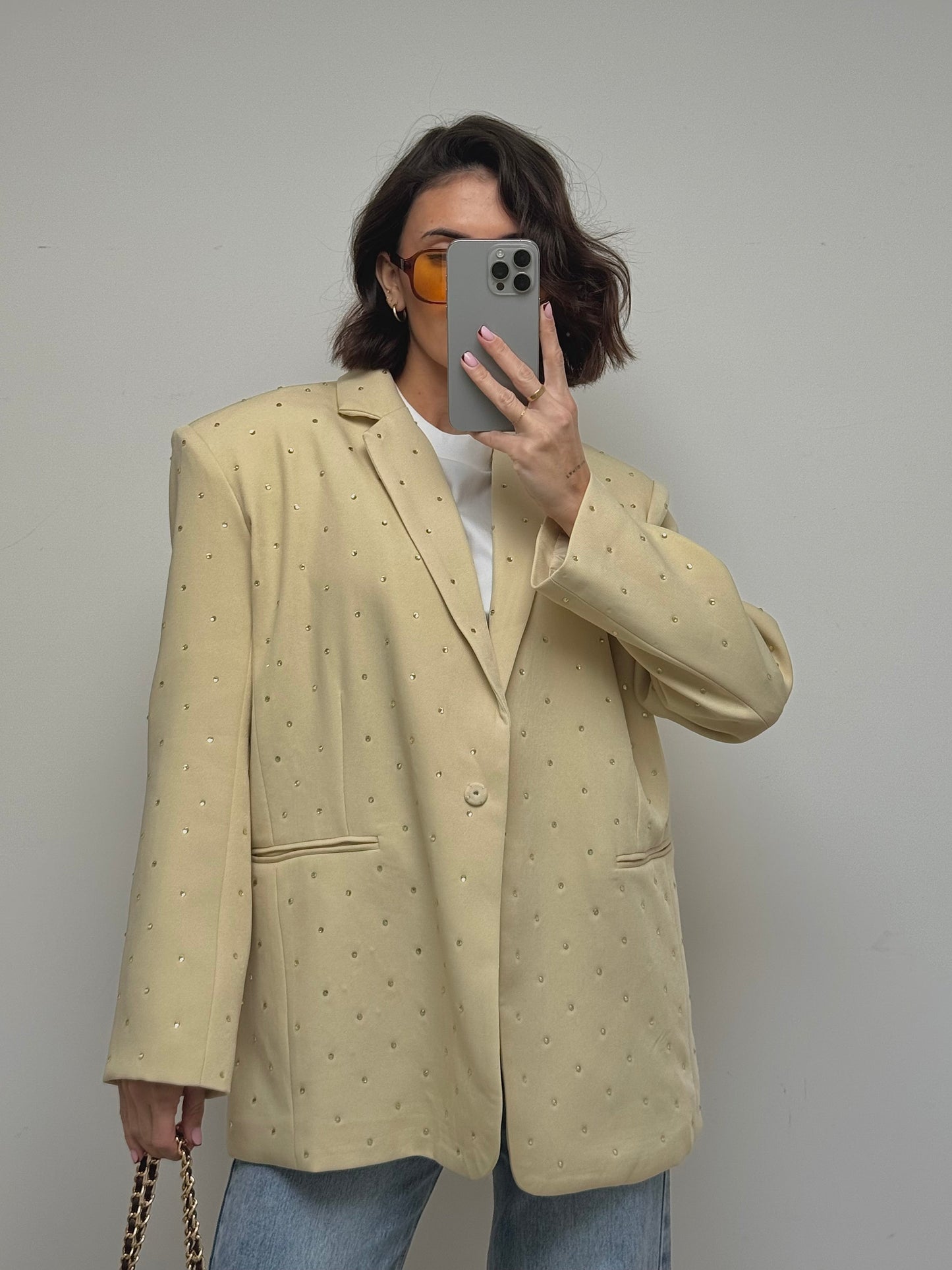 Blazer à strass jaune beurre