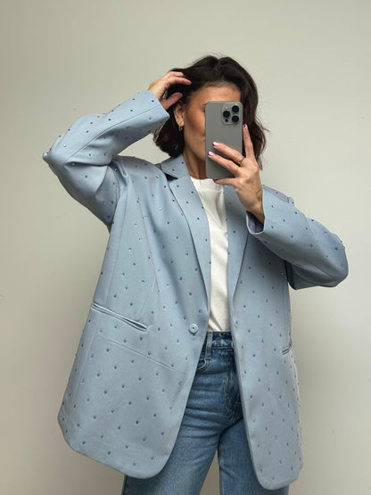 Blazer à strass bleu ciel