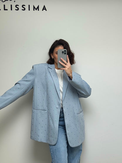 Blazer à strass bleu ciel