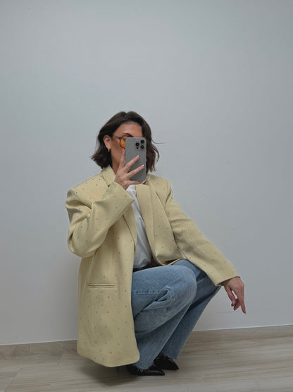 Blazer à strass jaune beurre