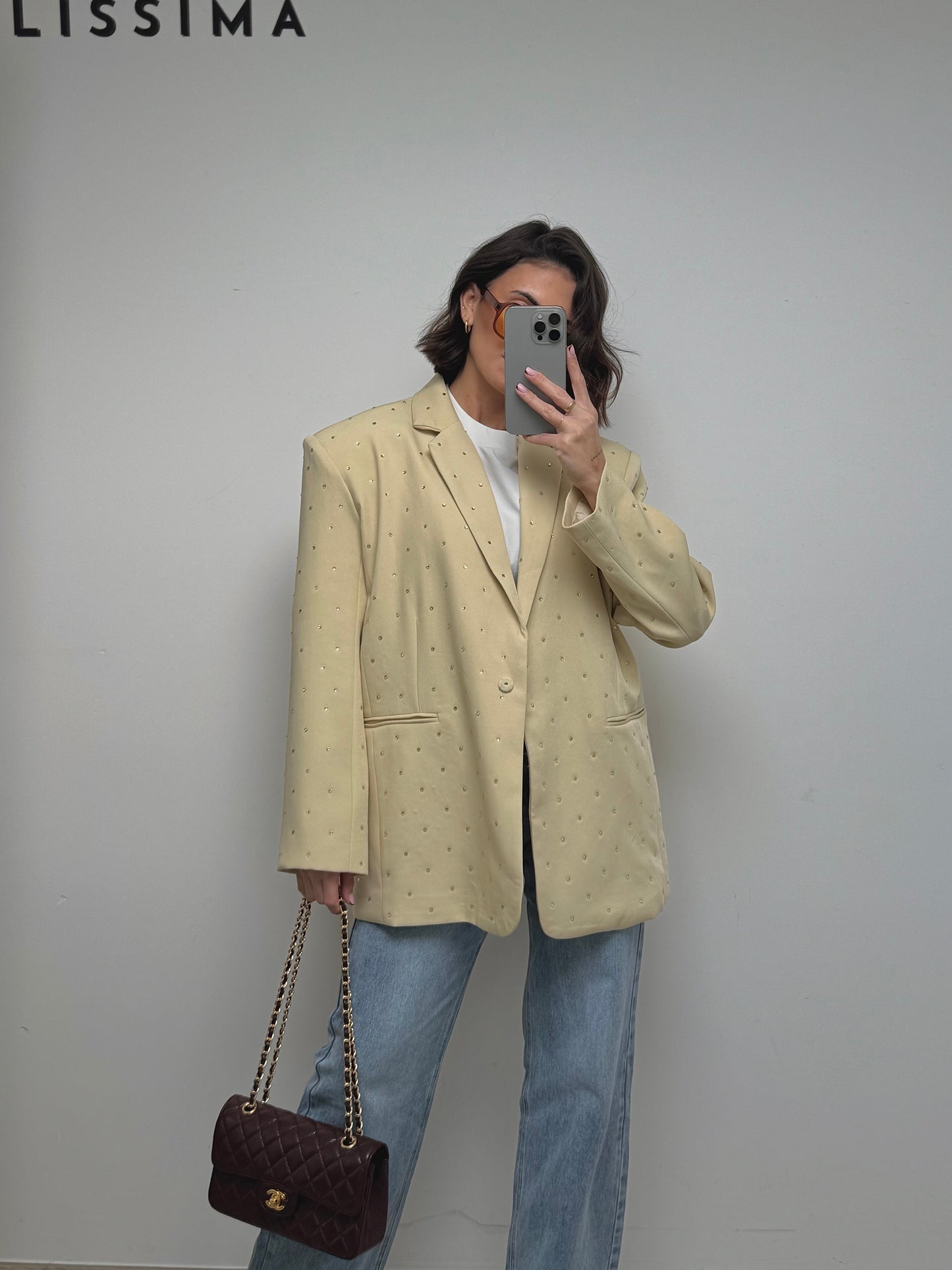 Blazer à strass jaune beurre