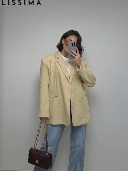 Blazer à strass jaune beurre