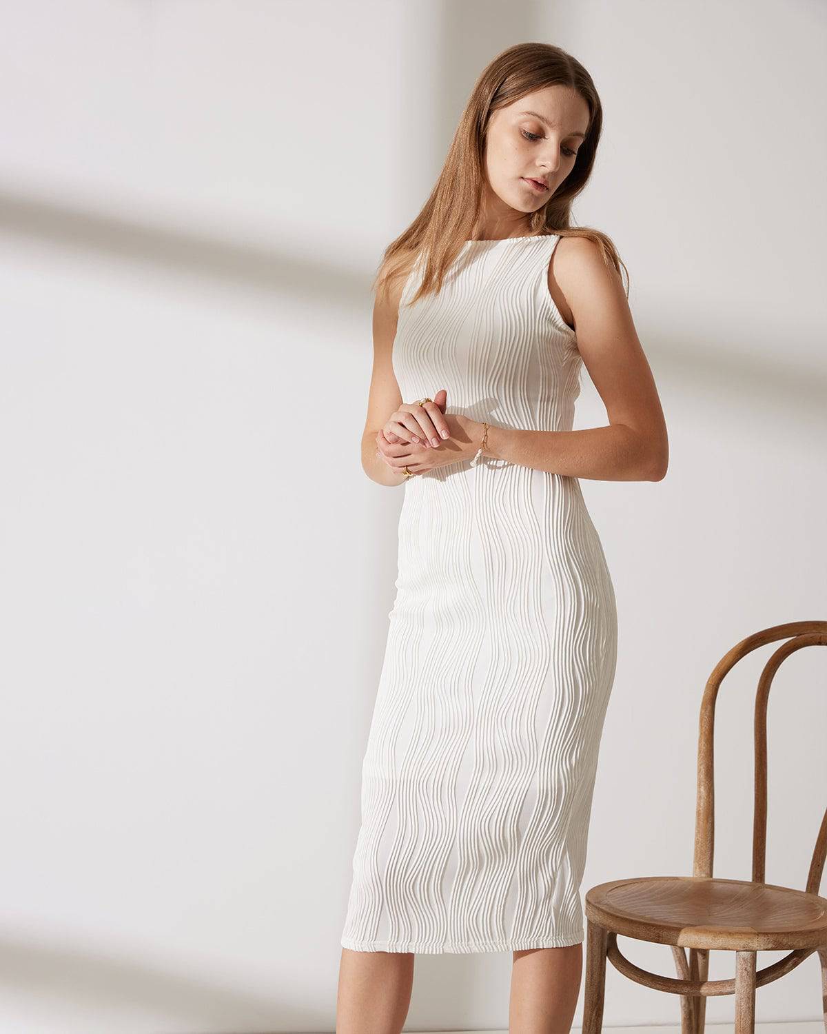 Vestido camisa con textura de ondas de agua