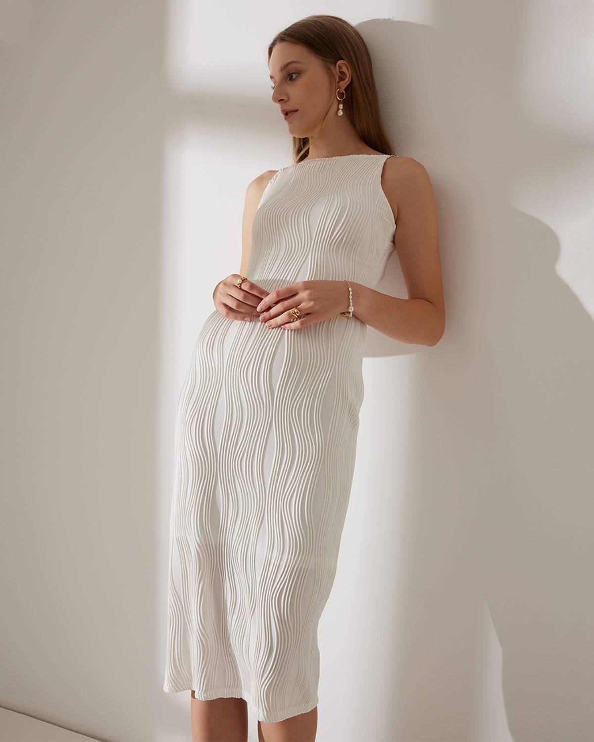 Vestido camisa con textura de ondas de agua