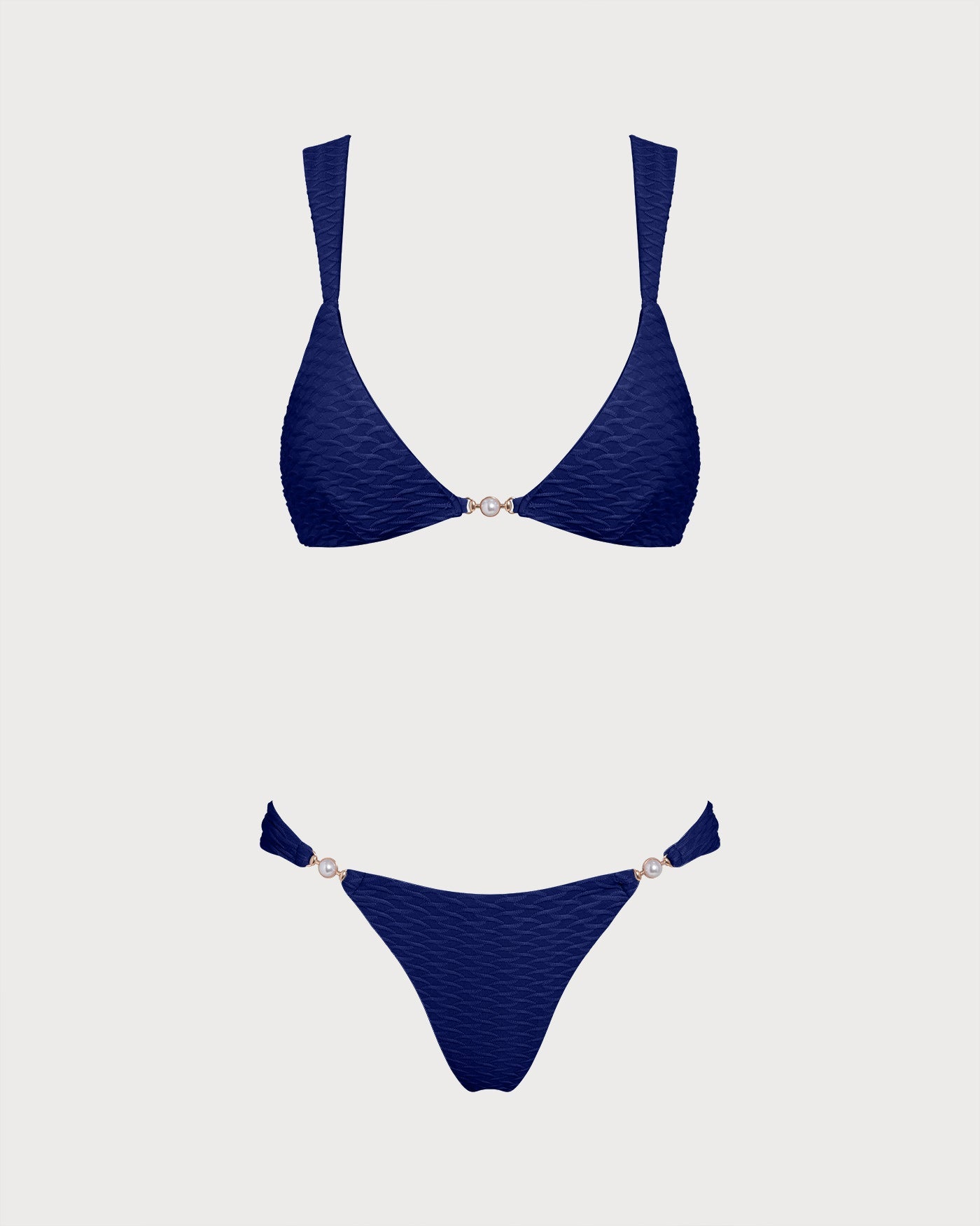 Conjunto de bikini de triángulos con textura en azul real