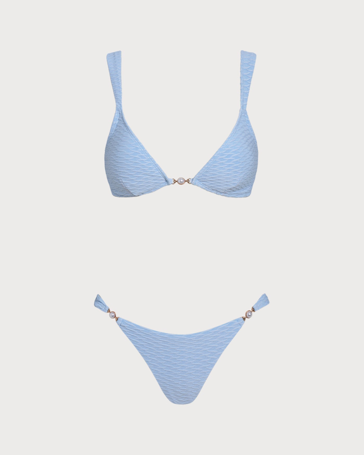 Conjunto de bikini con triángulos de textura azul